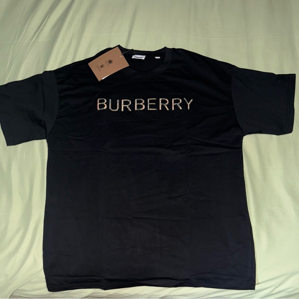Burberry Black Tee with Gold Logo